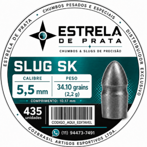 Chumbo Estrela de Prata SK 5,5mm 34.10 grains 2.2 gramas 10,17mm – 435 unidades