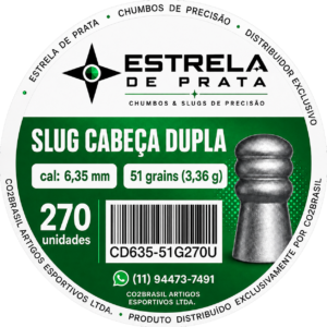 Chumbo Estrela de Prata Cabeça Dupla 6,35mm 51 grains 270 un