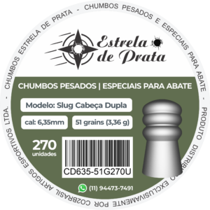 Chumbo Estrela de Prata Cabeça Dupla 6,35mm 51 grains 270 un