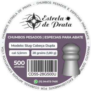 Chumbo Estrela de Prata Cabeça Dupla 5,5mm 28 grains 500 un
