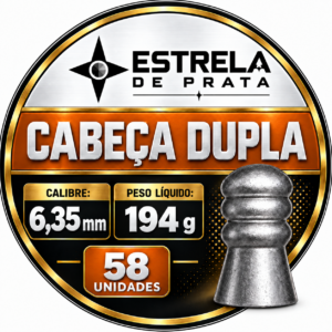Chumbo Cabeça Dupla 51 grains – lata Estrela de Prata 6,35 mm com 58 unidades
