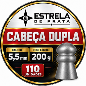 Chumbo Estrela de Prata Cabeça Dupla 5,5 mm 28 grains 110 unidades 200g