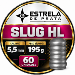 Chumbo Estrela de Prata HL 60 unidades – lata com rótulo, calibre 5,5 mm
