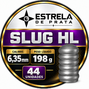 Chumbo Estrela de Prata HL 44 unidades – lata com rótulo, calibre 6,35 mm